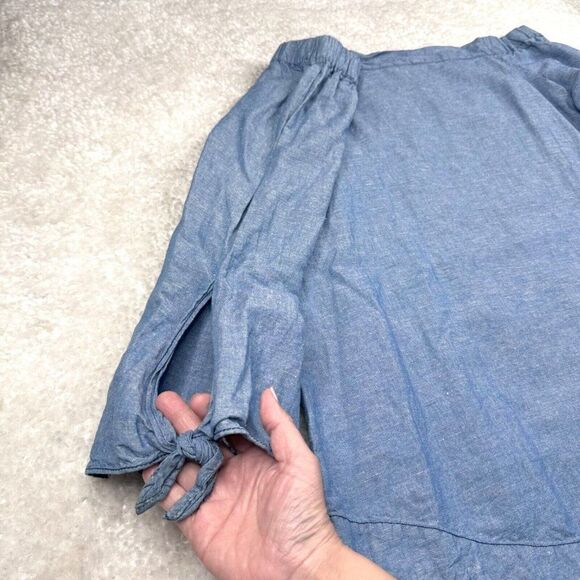 Free People Chambrey Linen Blend Off Shoulder Tunic Top - Picture 6 of 9